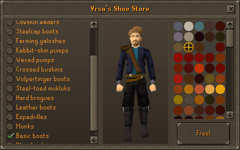 appearance runescape shoes changing runehq colors